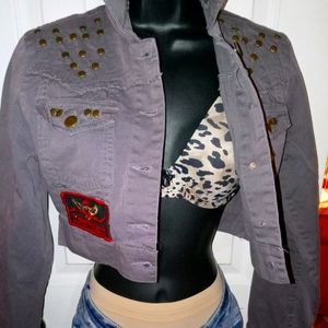Cool summer nights charcoal denim shorty jacket